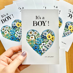 It’s a boy postcard - gender reveal card, ジェンダーリビールカード, 男の子 2枚目の画像