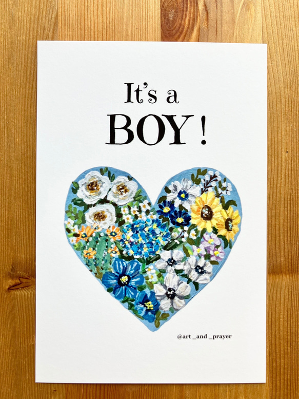 It’s a boy postcard - gender reveal card, ジェンダーリビールカード, 男の子 4枚目の画像