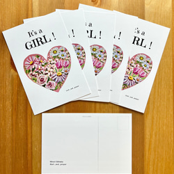 It’s a girl postcard - gender reveal card, ジェンダーリビールカード, 女の子 3枚目の画像