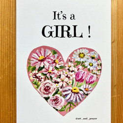 It’s a girl postcard - gender reveal card, ジェンダーリビールカード, 女の子 4枚目の画像