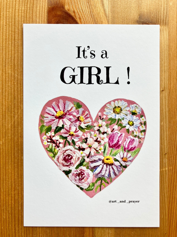 It’s a girl postcard - gender reveal card, ジェンダーリビールカード, 女の子 4枚目の画像