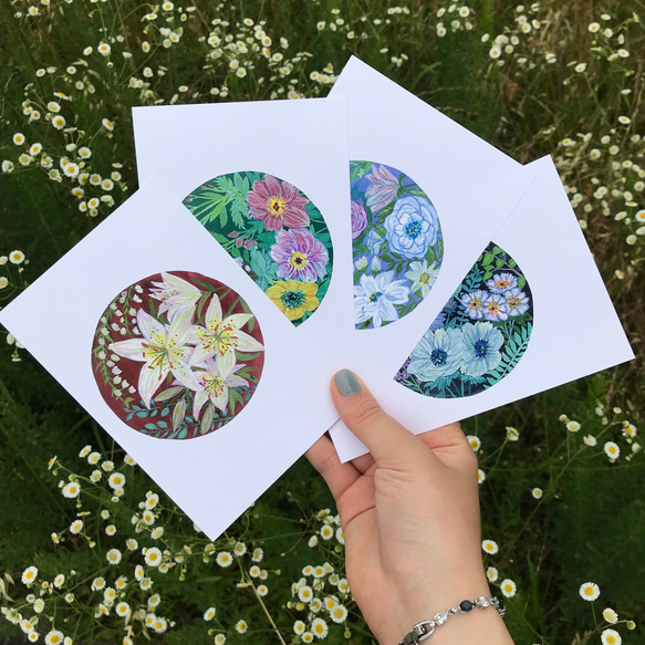 4枚セット「私の小さな花コレクション」ポストカード, 秋冬デザイン, お花のカード 1枚目の画像