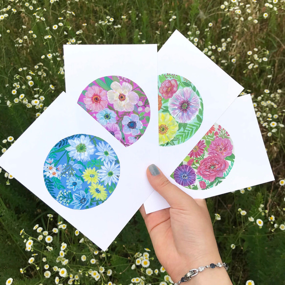 4枚セット「私の小さな花コレクション」ポストカード, 春デザイン, お花のカード 1枚目の画像