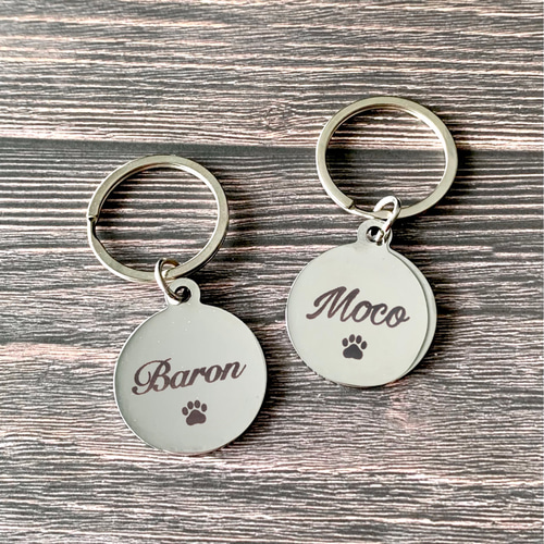名入れ 迷子札 ドッグタグ 丸型 レーザー彫刻 うちの子 犬 猫