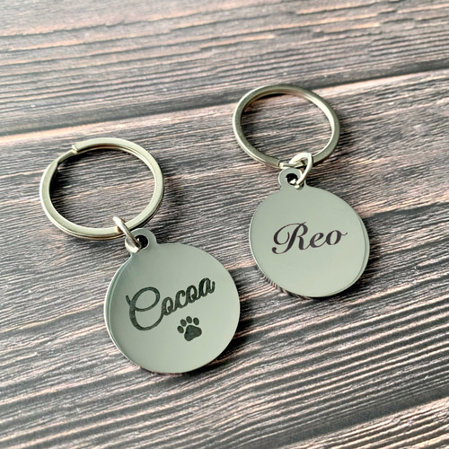 名入れ 迷子札 ドッグタグ 丸型 レーザー彫刻 うちの子 犬 猫