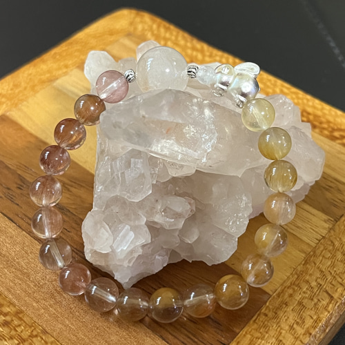 ピンクサゲニティック天然石ブレス キラキラサゲ ピンク