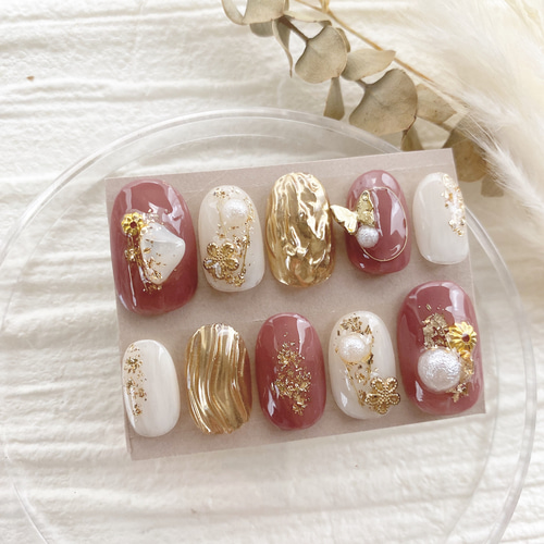 現品 サイズ変更不可 ネイルチップ ニュアンスネイル 成人式 卒業式 前  