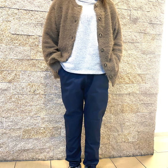 ストレッチ素材ゆったり楽ちんもんぺパンツ　ネイビー 1枚目の画像