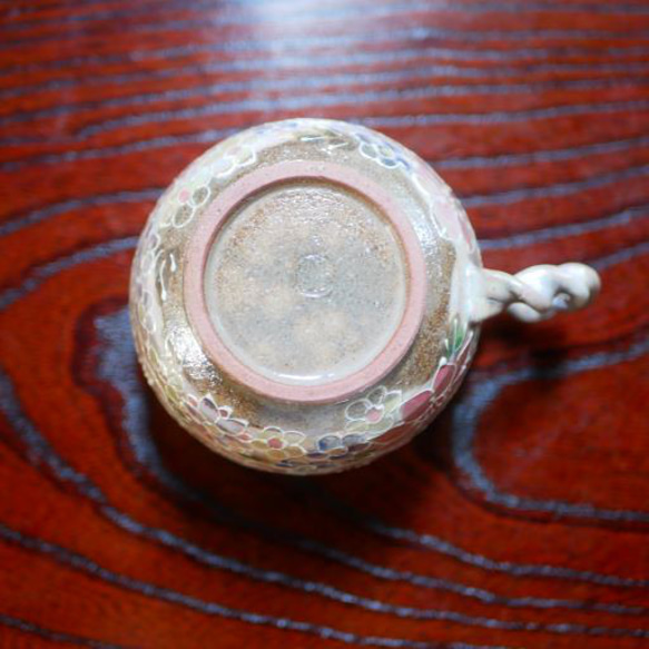 京焼・清水焼  マグカップ　（イッチン装飾　ラスター彩　花詰め　ピンク・ブルー） 7枚目の画像