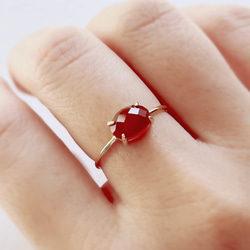 早い者勝ち【極レア♡0.4ct以上】新品仕上　天然大粒レッドベリル　リング 天然石 レッドアゲード ローズカット 6×8mm オーバル 爪留めリング