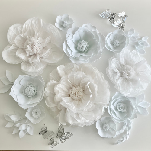 F'(葉)1豪華ウォールフラワーセット(葉っぱ付き) ホワイトのお花