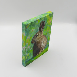 絵画パネル 「自然の中で（ウサギ）」 A5サイズ/干支/動物 6枚目の画像