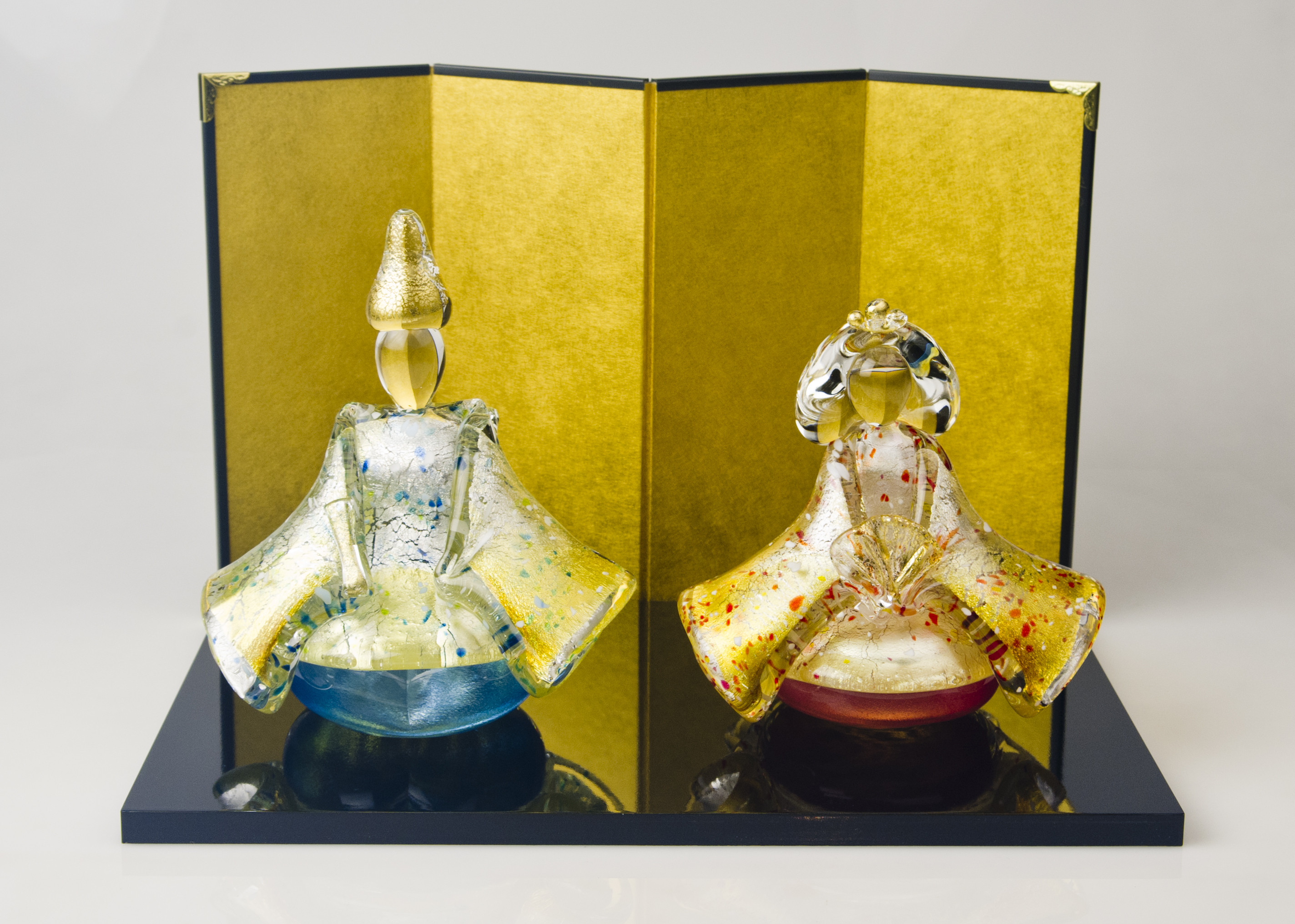 ガラスのお雛様　「 雅　-座雛- 」　雛人形　桃の節句　春色