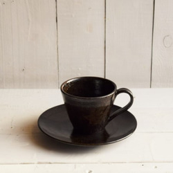 黒褐釉コーヒーカップ（小皿タイプソーサー付き） 3枚目の画像