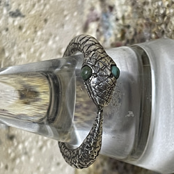 silver925 ouroboros ring w/turquoise 4枚目の画像