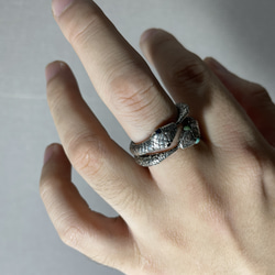 silver925 ouroboros ring w/turquoise 6枚目の画像