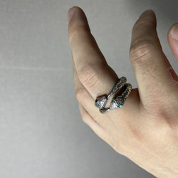 silver925 ouroboros ring w/turquoise 5枚目の画像