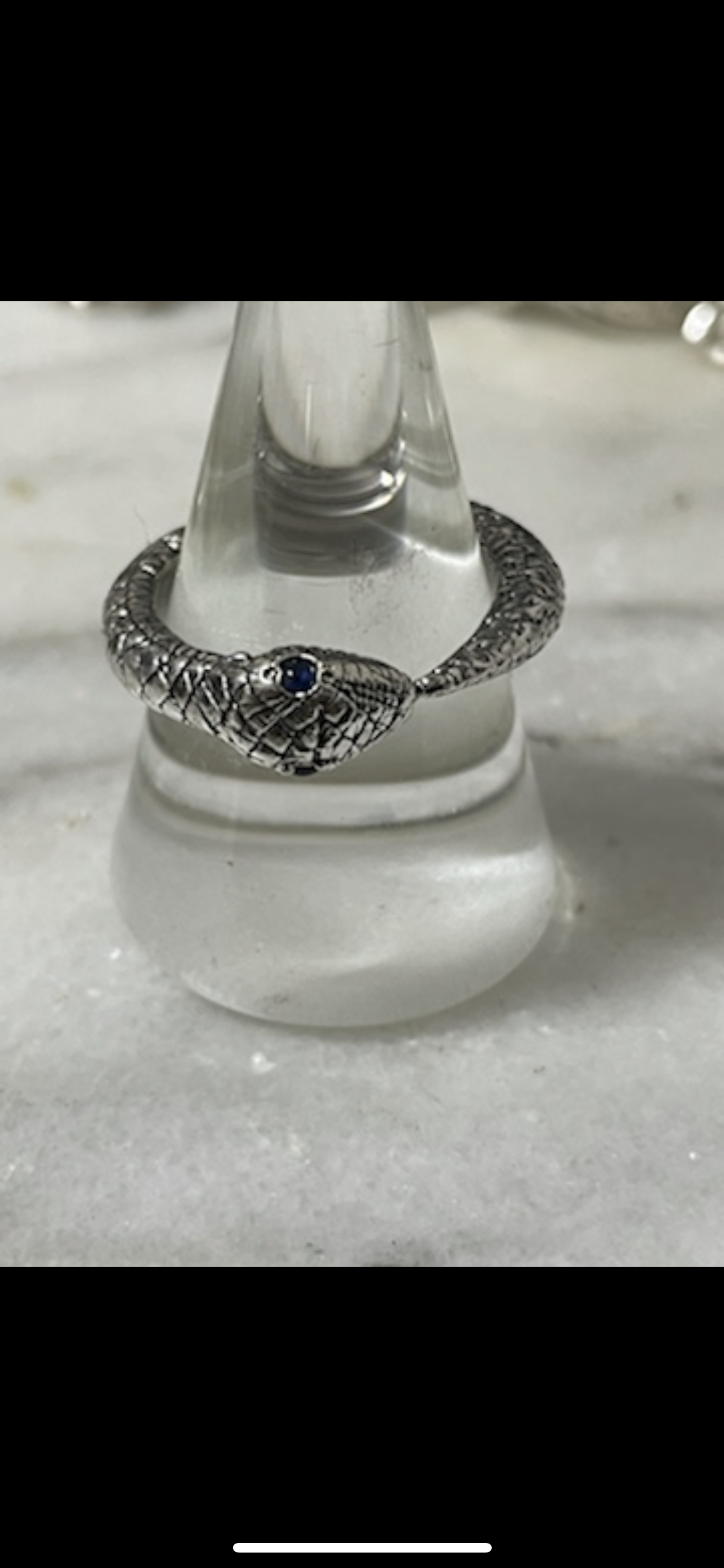 silver925 ouroboros ring w/sapphire