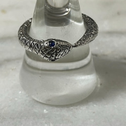 silver925 ouroboros ring w/sapphire 1枚目の画像