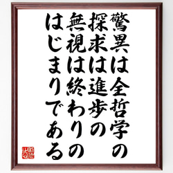 モンテーニュの名言「驚異は全哲学の、探求は進歩の、無視は終わりのはじまりである」額付き書道色紙／受注後直筆（V1351） 1枚目の画像