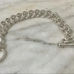 silver 950 horse shoe chain rink bracelet with moon stone 1枚目の画像