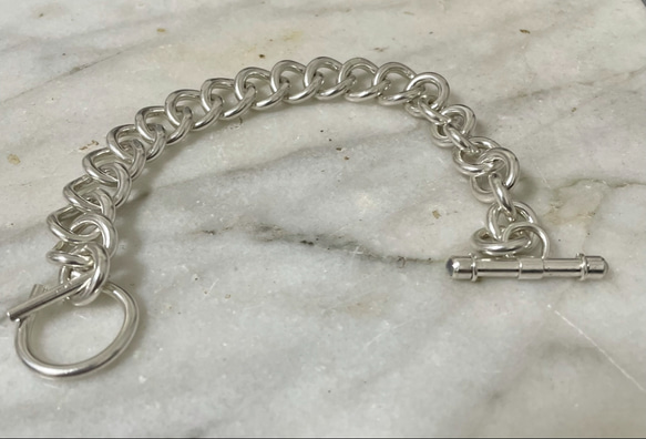 silver 950 horse shoe chain rink bracelet with moon stone 1枚目の画像