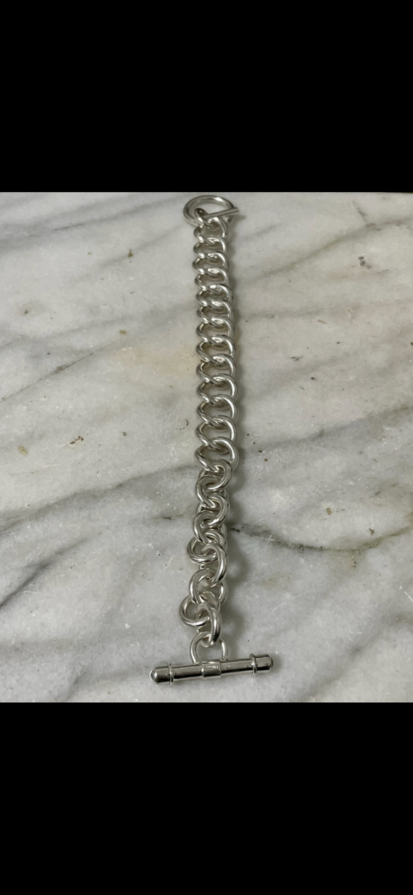 silver 950 horse shoe chain rink bracelet with moon stone 3枚目の画像