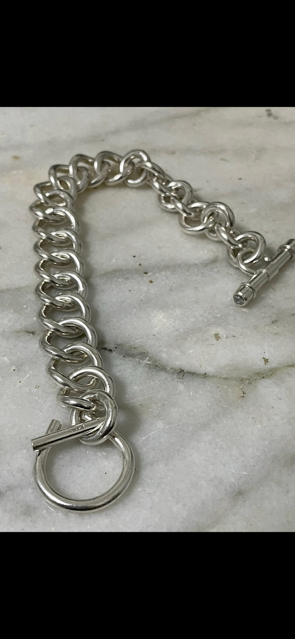 silver 950 horse shoe chain rink bracelet with moon stone 2枚目の画像