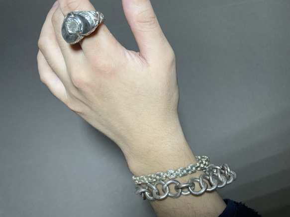 silver925 three rows bracelet 4枚目の画像