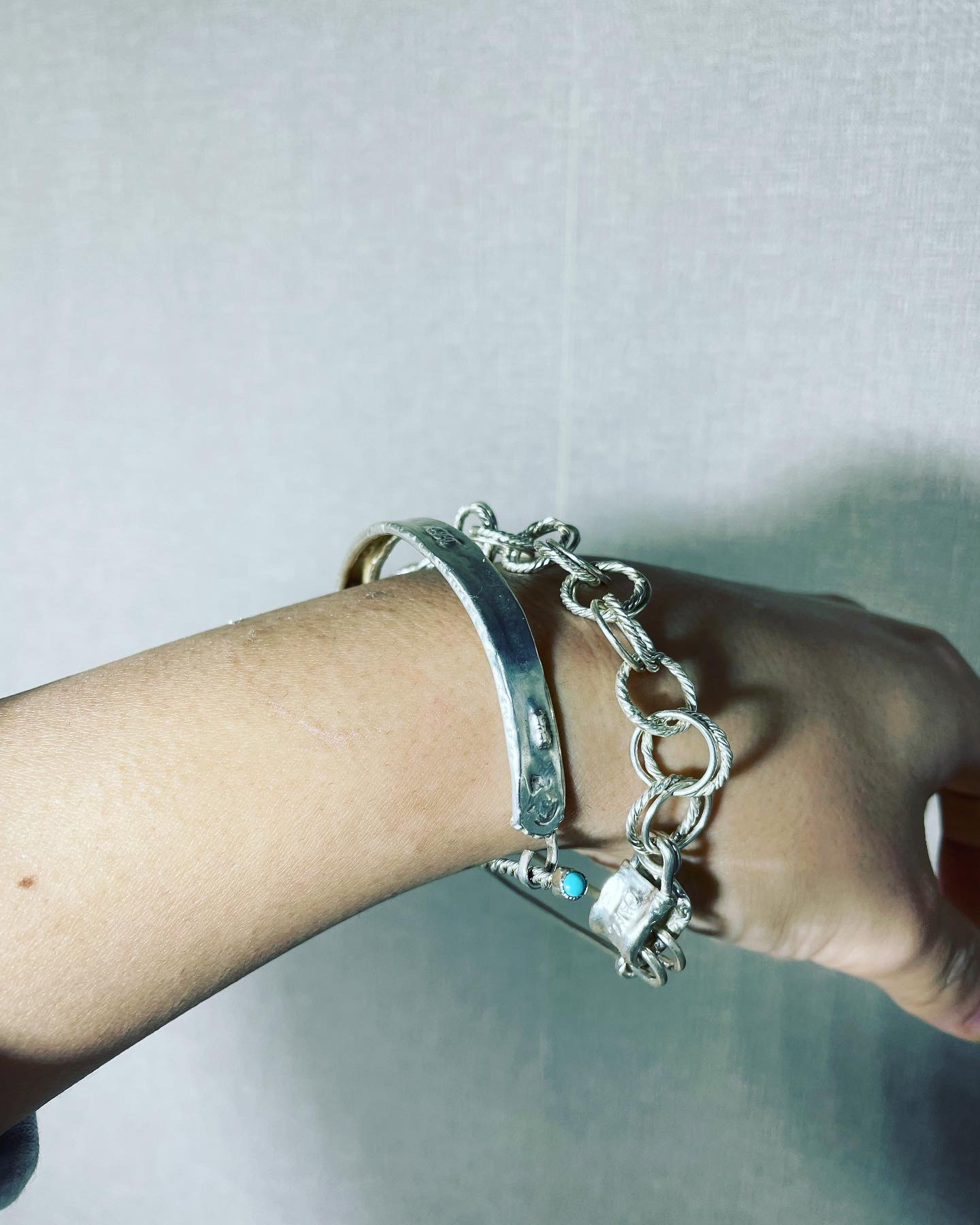 silver950 wrapping harf moon bracelet