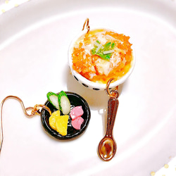 【こだわりシリーズ】カツ丼ピアスorイヤリング♡ミニチュア、フェイクフード、食品サンプル 2枚目の画像