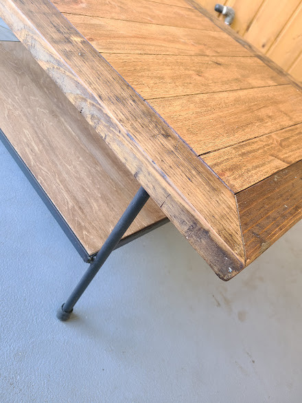 カフェテーブル　SAKURA材×古木とアイアンのローテーブル　/リビングテーブル/センターテーブル