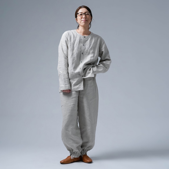 【wafu/入門版】數量有限！亞麻睡衣上衣和下裝套裝，適合理想睡眠/亞麻自然色 r009c-amn2 第6張的照片