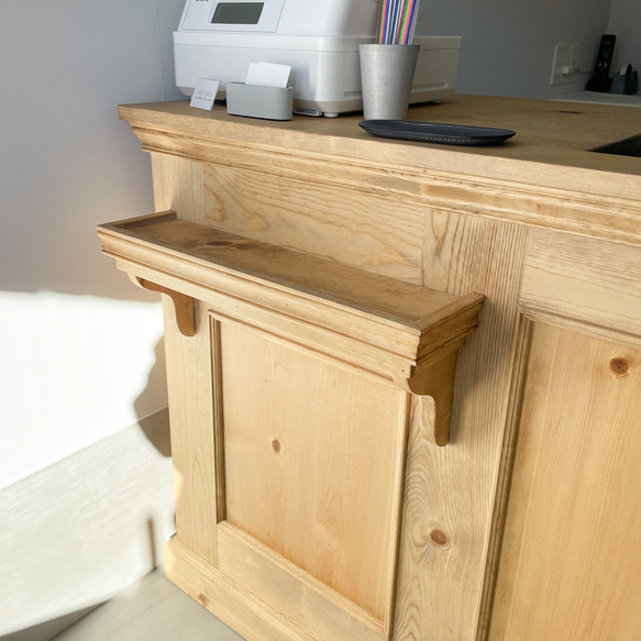 ケーキ屋さん向け冷蔵ショーケース埋込みレジカウンターW1650 スイーツ店向けショーケースカウンター オーダーメイド家具 本体600 荷物棚130