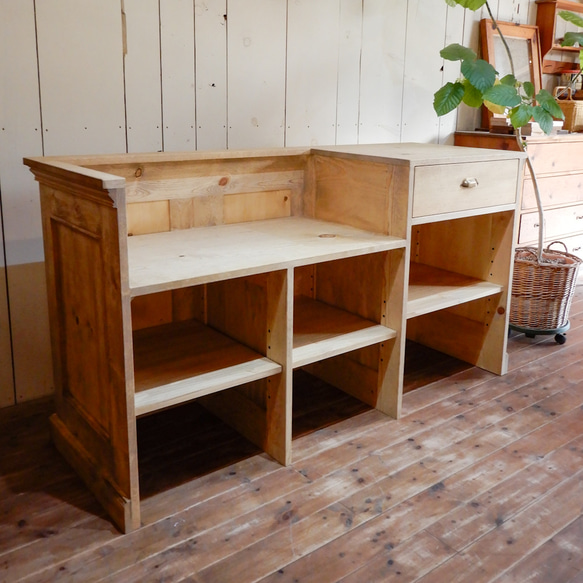 ケーキ屋さん向け冷蔵ショーケース埋込みレジカウンターW1650 スイーツ店向けショーケースカウンター オーダーメイド家具 本体600 荷物棚130