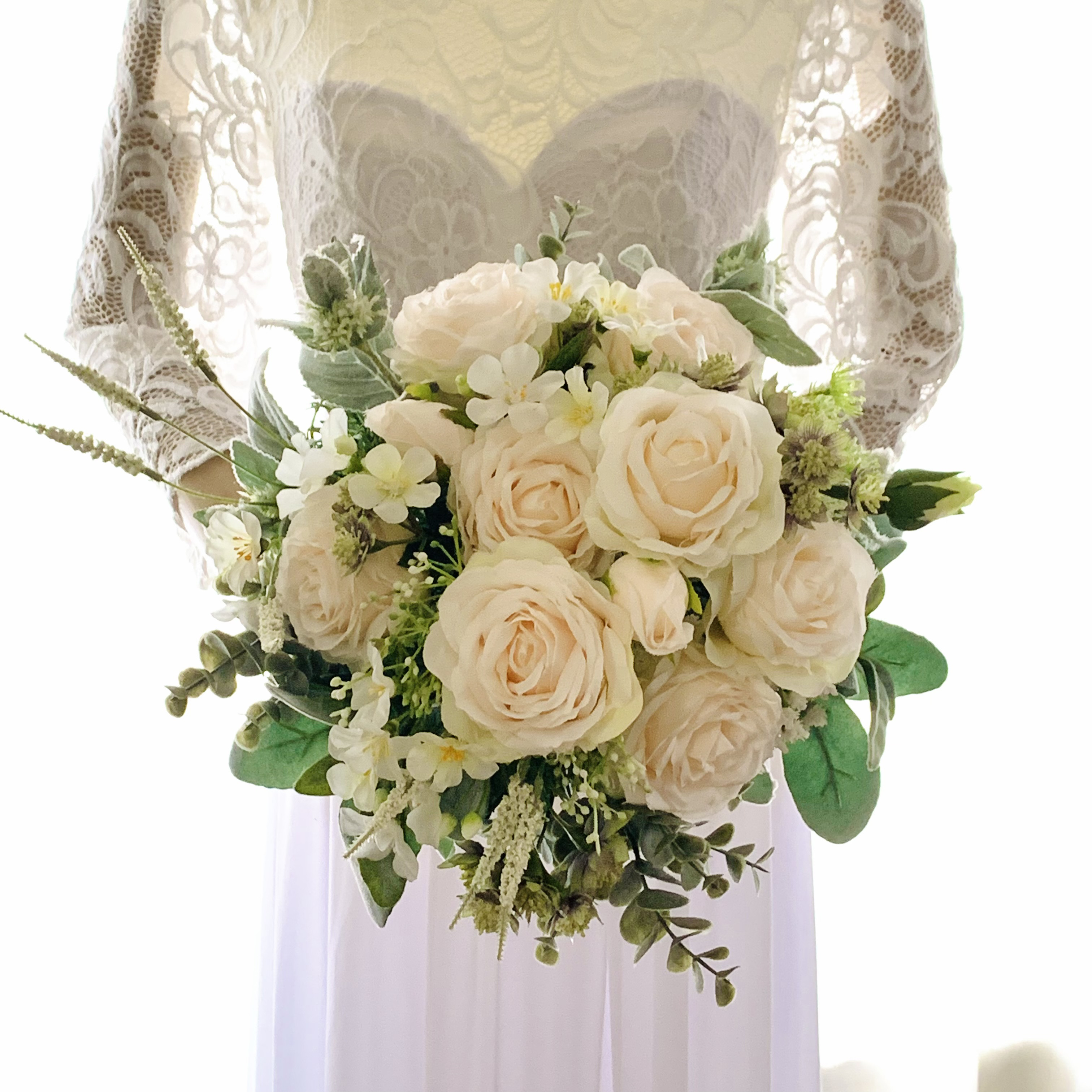 数量限定激安 バラ、ウェディングブーケ、クラッチブーケ、ナチュラル