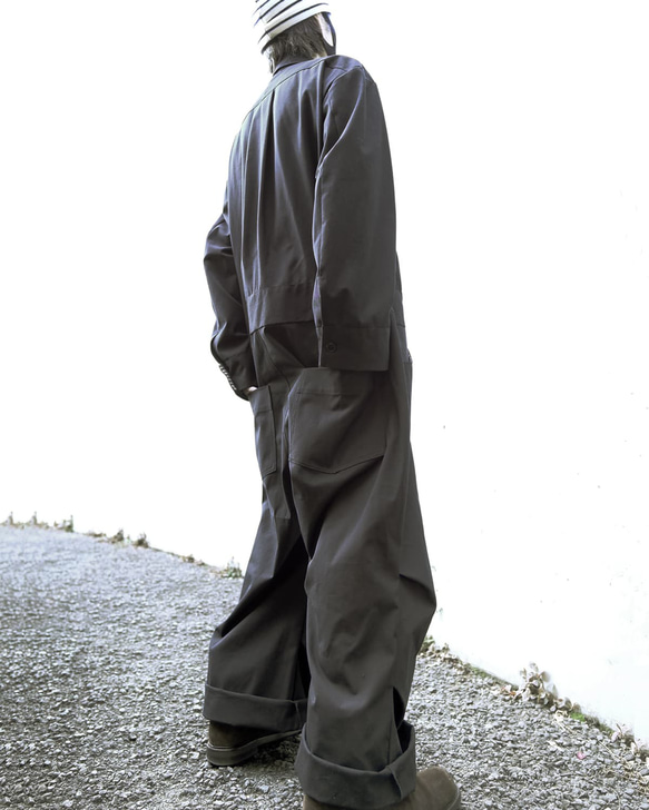 メンズの黒キャンバスのジャンプスーツ【gri:n ai】 1枚目の画像