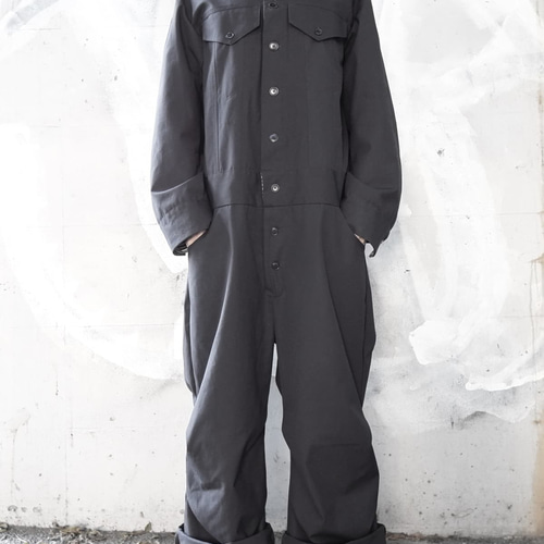 メンズの黒キャンバスのジャンプスーツ【gri:n ai】 オールインワン 