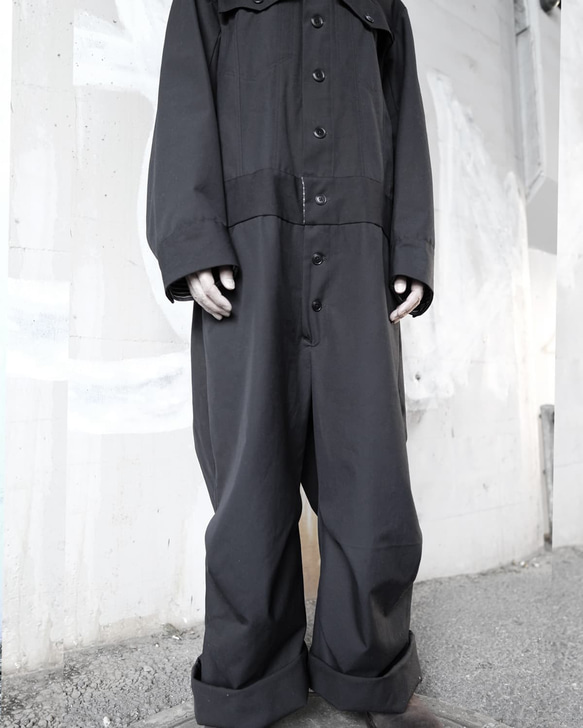 メンズの黒キャンバスのジャンプスーツ【gri:n ai】 9枚目の画像
