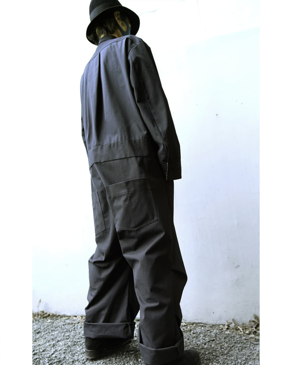 メンズの黒キャンバスのジャンプスーツ【gri:n ai】 8枚目の画像