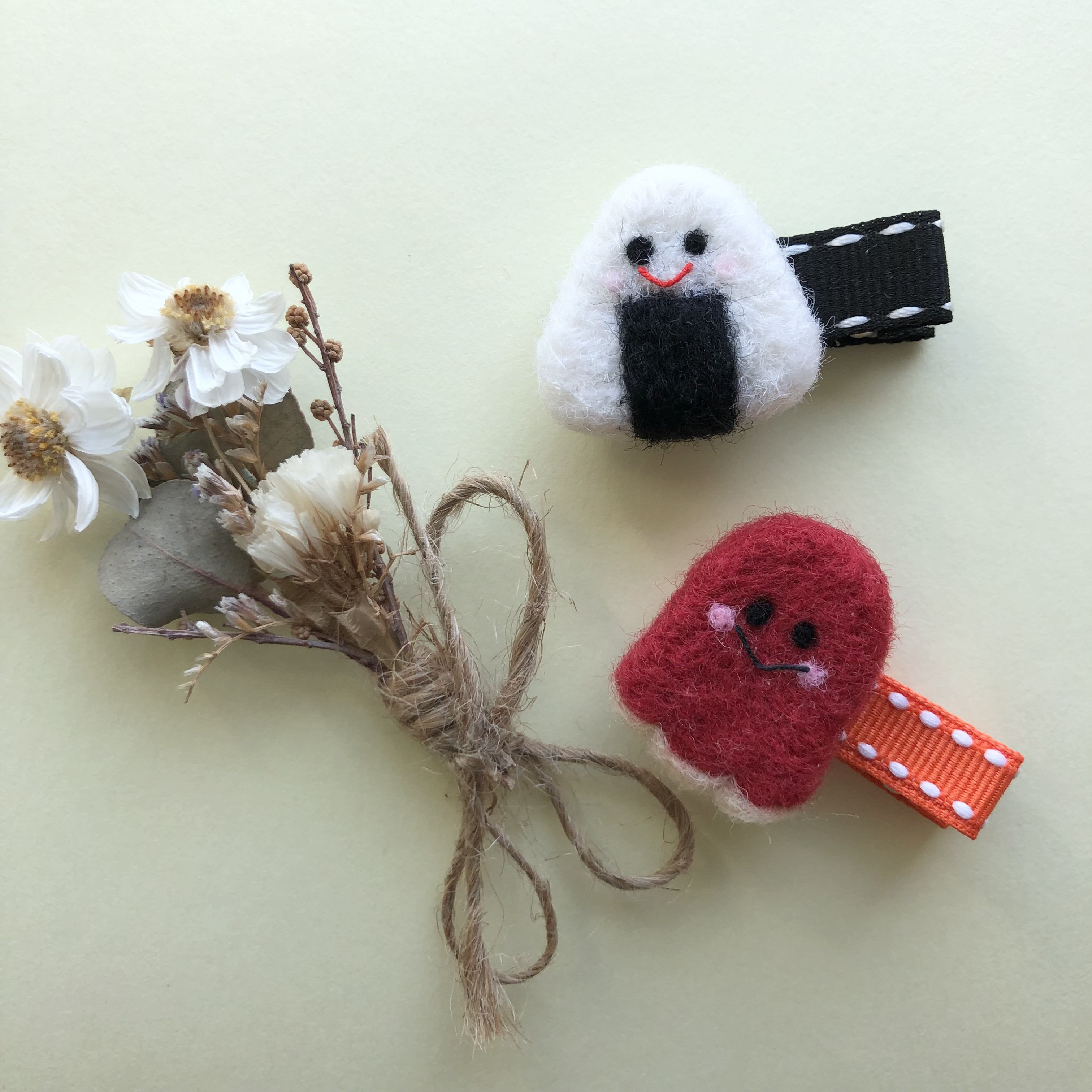 羊毛フェルト☆ふくろう.ハムスター☆ベビーヘアクリップ ヘアゴム