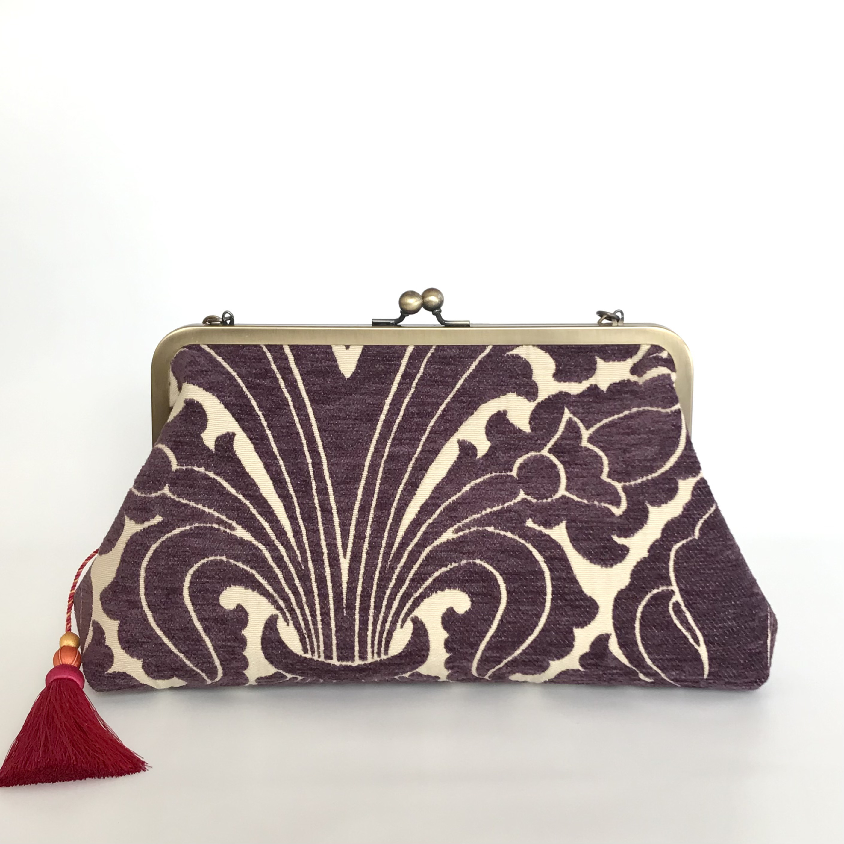 再販！ブルーダマスク がま口２wayバッグ　Mサイズ　化粧ポーチオプションあり