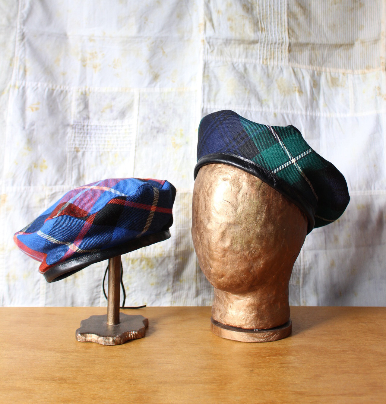 BERET ﾀｰﾀﾝﾁｪｯｸ FREE〜60cm c/#ｸﾞﾘｰﾝ、ﾚｯﾄﾞ、ﾏｽﾀｰﾄﾞ