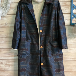 着物リメイク紬の羽織コート 3枚目の画像