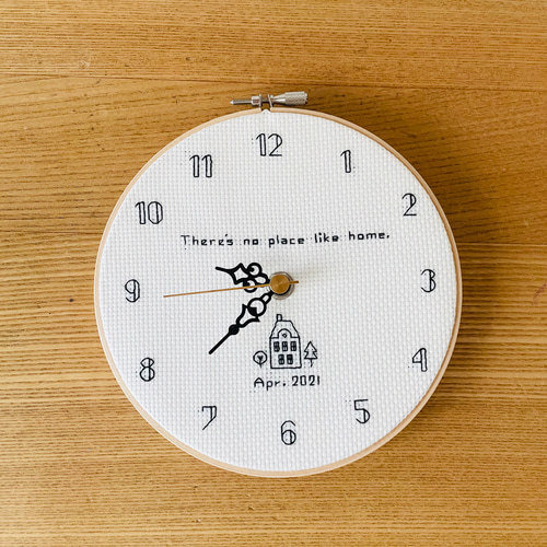 like home おうち刺繍時計 オーダーメイド 掛け時計・置き時計