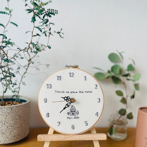 like home おうち刺繍時計 オーダーメイド 掛け時計・置き時計