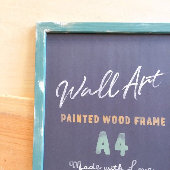 木製フレーム アンティーク調  A4サイズ ペイント Seaside / ウッドフレーム 額縁 インテリア 壁掛け 2枚目の画像