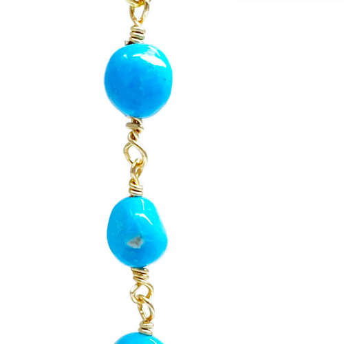 ターコイズ3連ピアス_トルコ石_14KGF_スリーピングビューティ産_