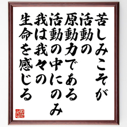 イマヌエル・カントの名言「苦しみこそが、活動の原動力である、活動の中にのみ、～」額付き書道色紙／受注後直筆（V1530） 1枚目の画像
