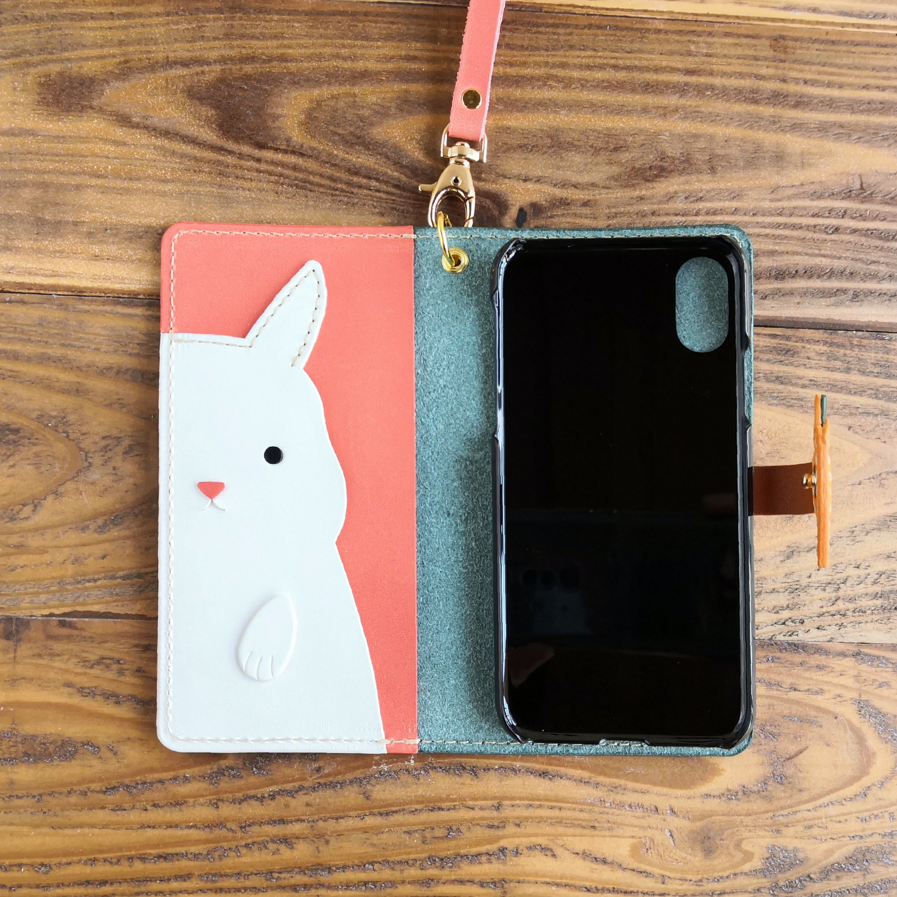 ＊手帳型スマホケース＊うさぎ in sumaho case＊青緑／全機種 5,600円